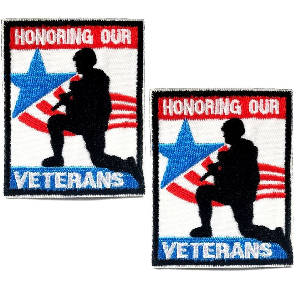 NEW HONORING OUR VETERANS IRON ON PATCHES 2-PACK